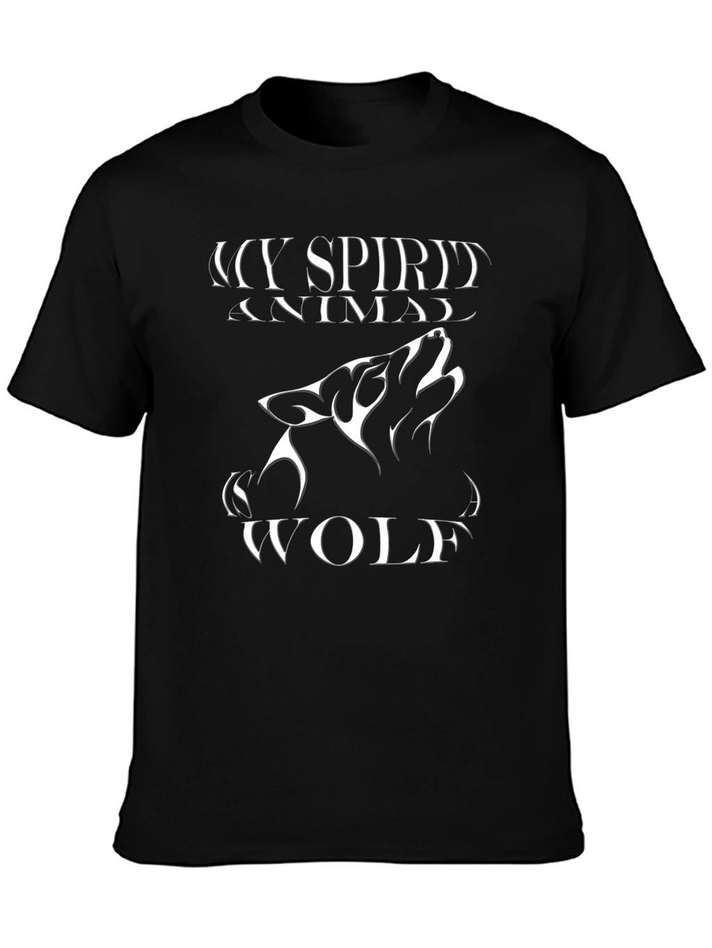 Wolf Spirit Animal Graphic Tee - Black