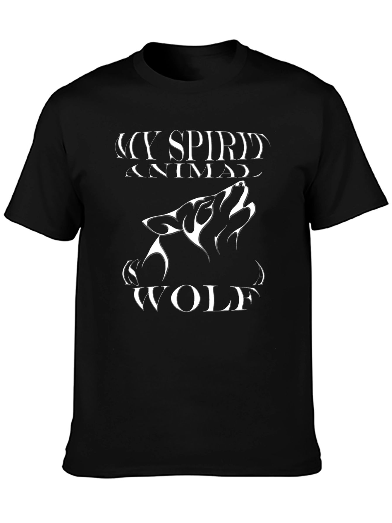 Wolf Spirit Animal Graphic Tee - Black