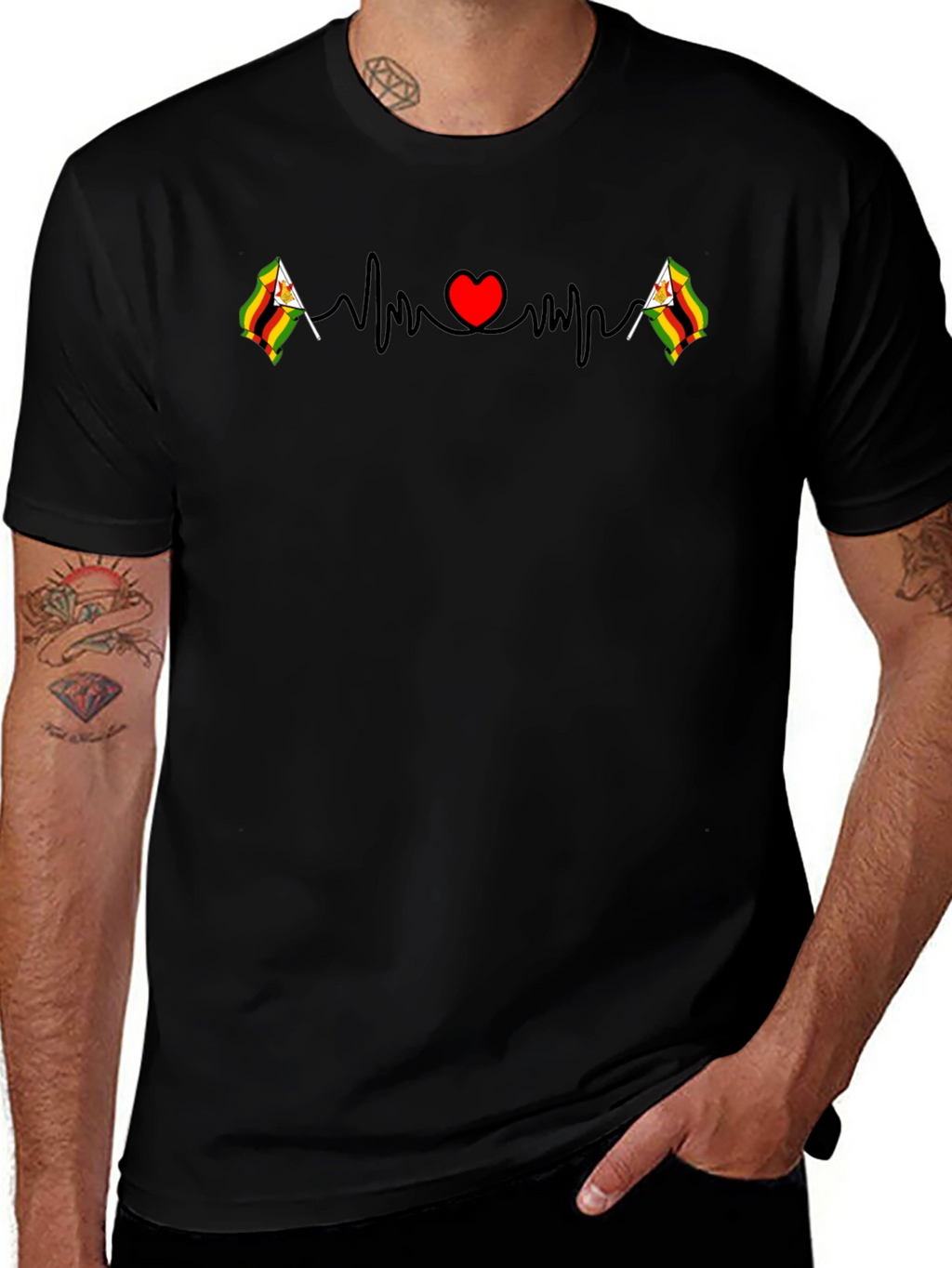 Zimbabwe Flag Heartbeat T-Shirt