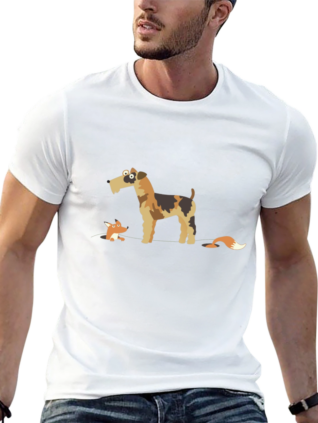 Dog & Fox Cartoon T-Shirt - Unisex