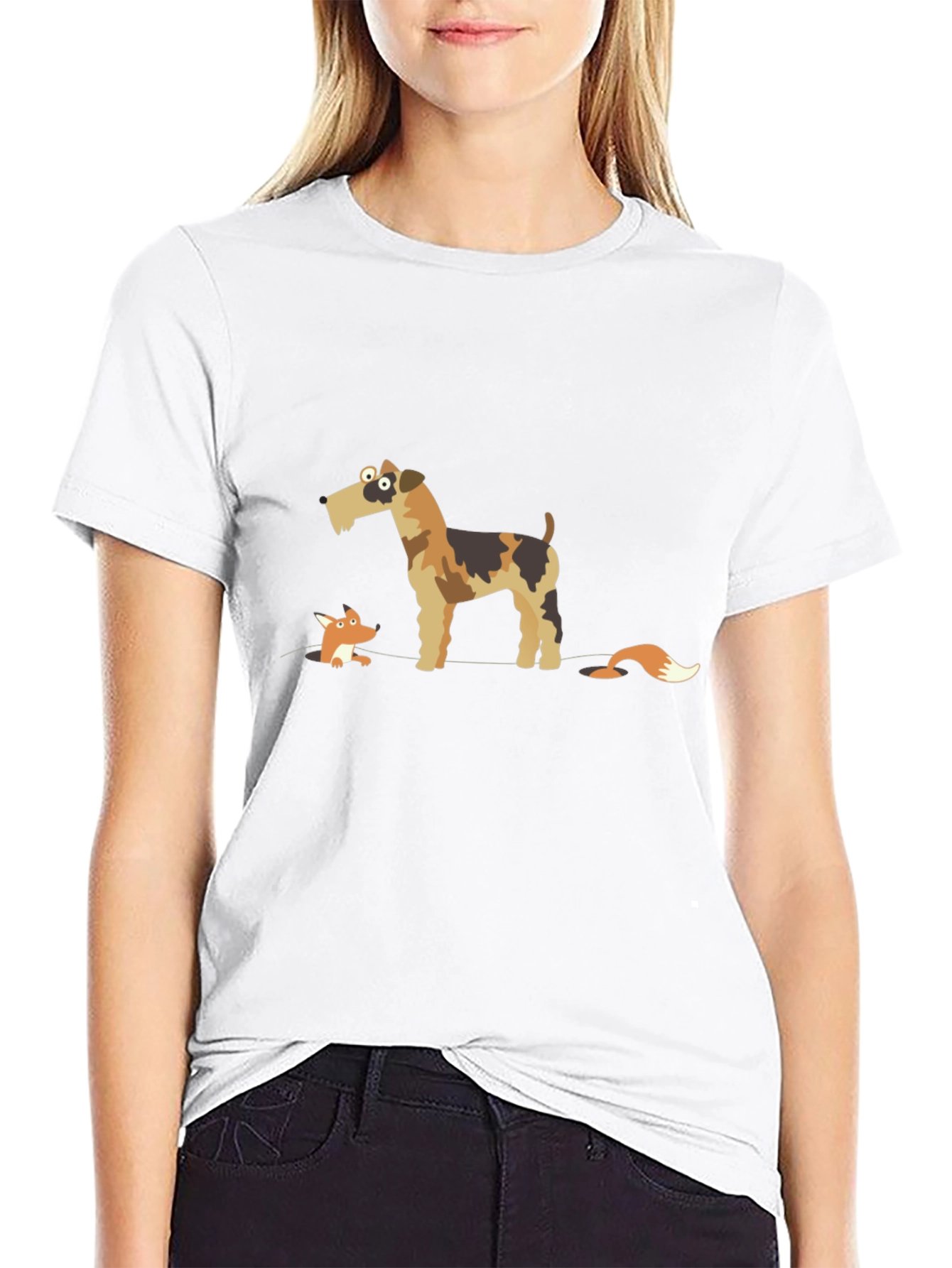 Dog & Fox Cartoon T-Shirt - Unisex