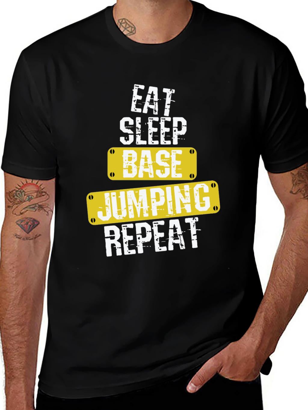 Eat Sleep Base Jumping Repeat Black T-Shirt