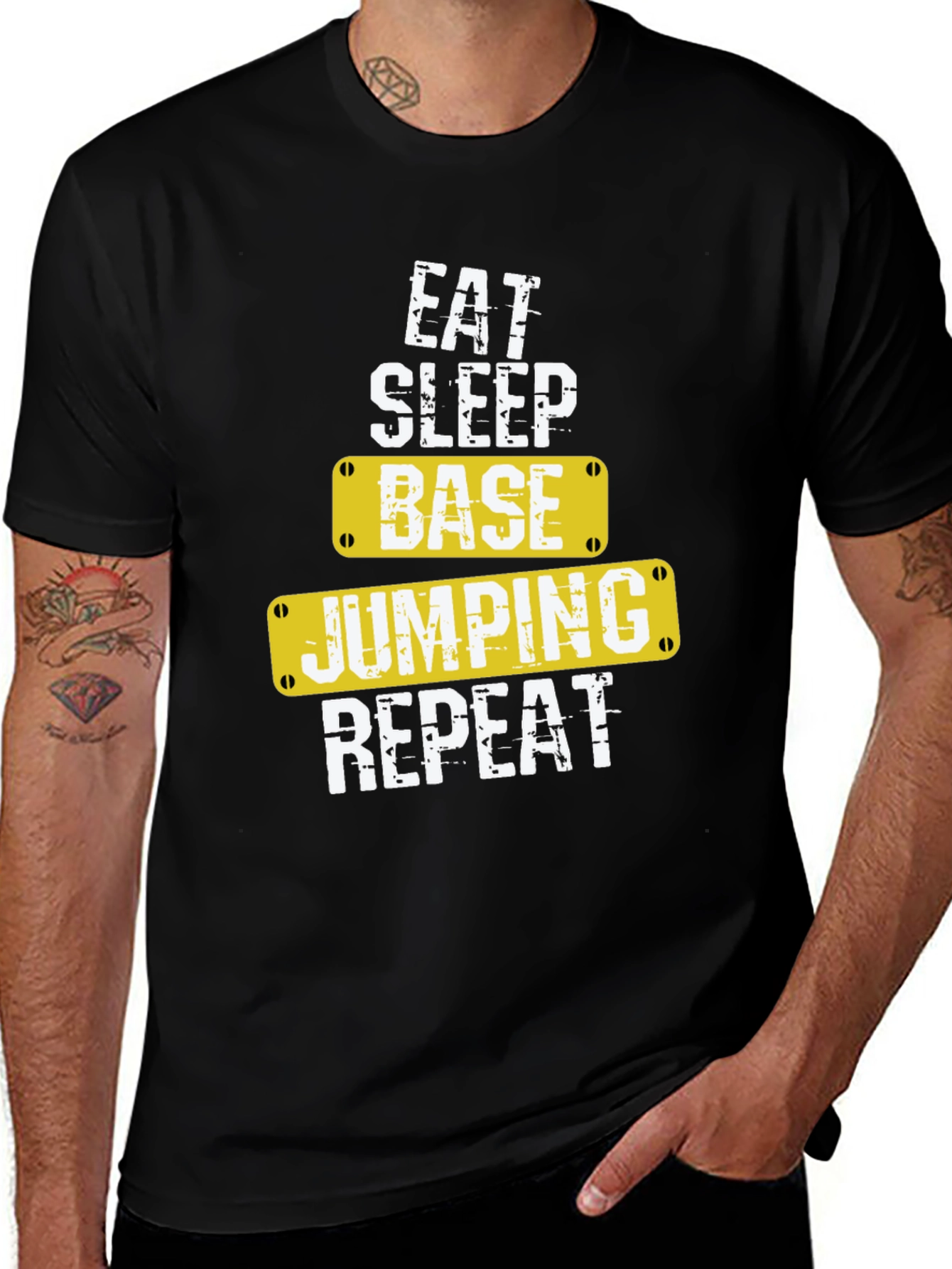 Eat Sleep Base Jumping Repeat Black T-Shirt