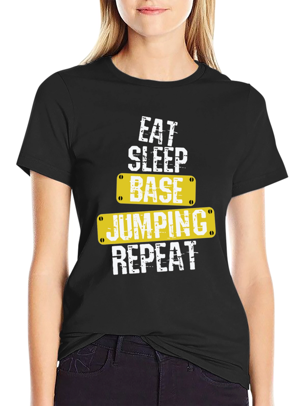 Eat Sleep Base Jumping Repeat Black T-Shirt