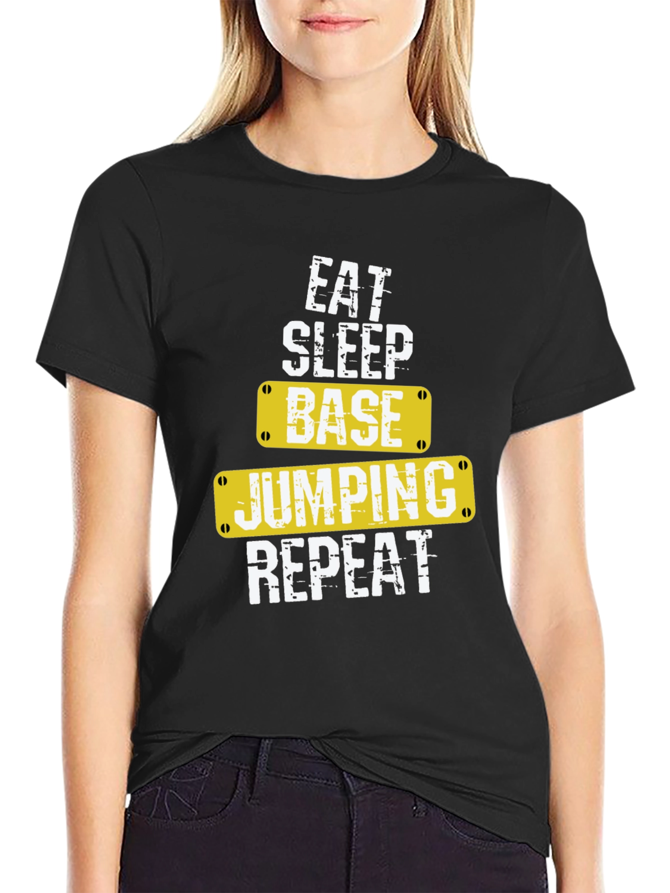 Eat Sleep Base Jumping Repeat Black T-Shirt