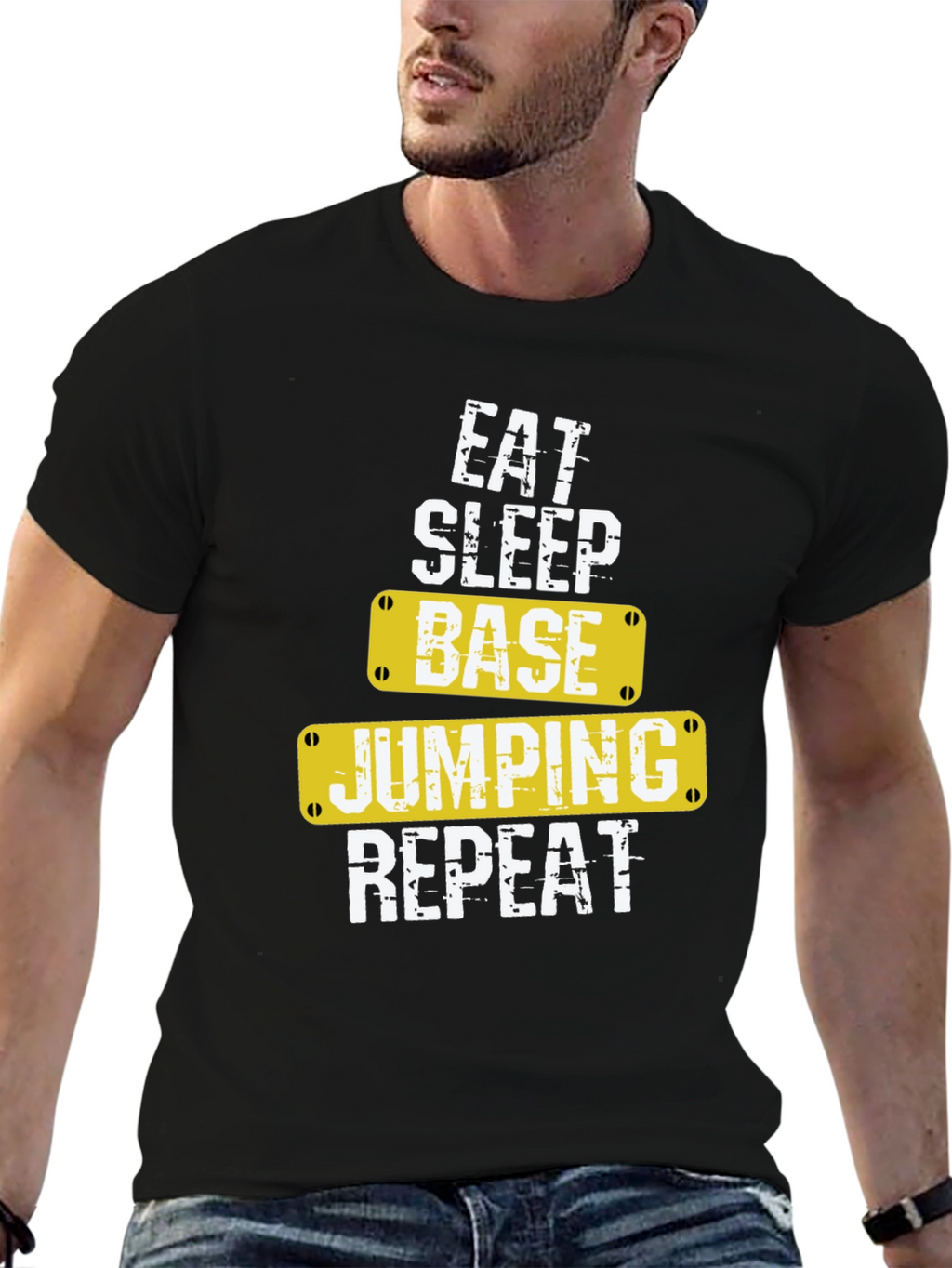 Eat Sleep Base Jumping Repeat Black T-Shirt