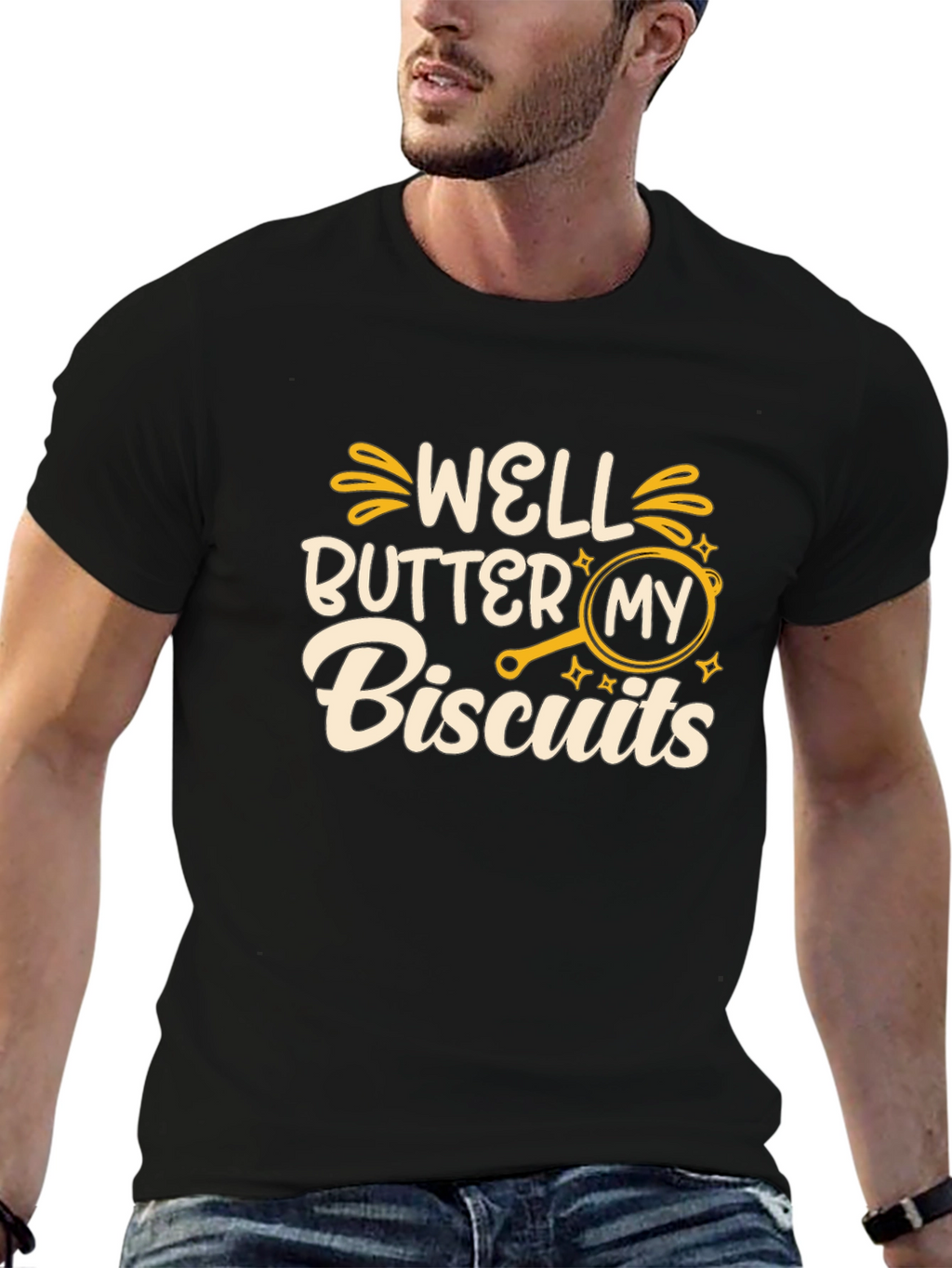 Well Butter My Biscuits Black Graphic Tee