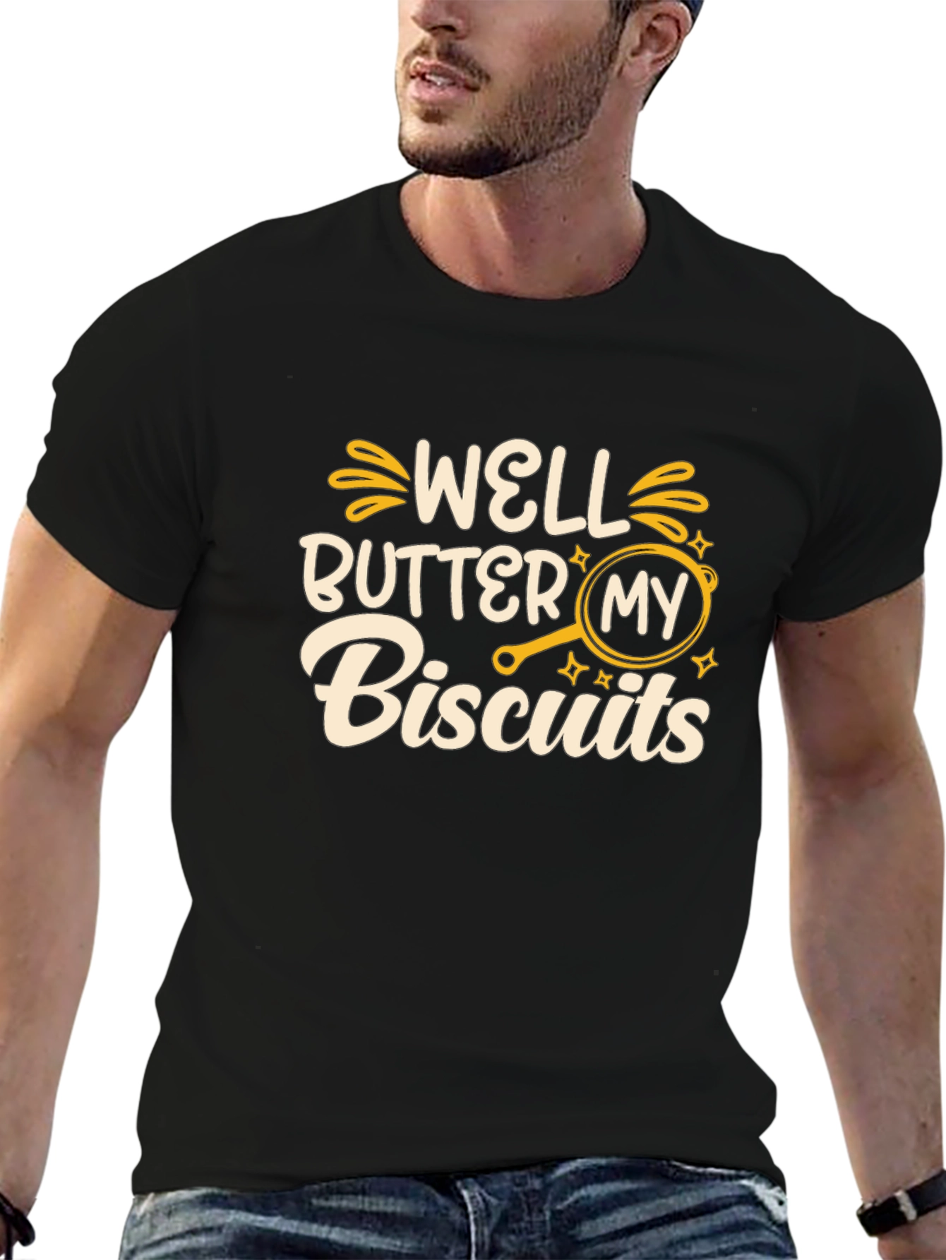 Well Butter My Biscuits Black Graphic Tee