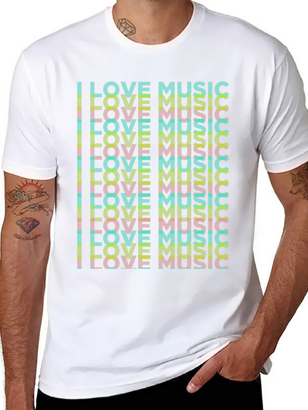 I Love Music Graphic Black T-Shirt