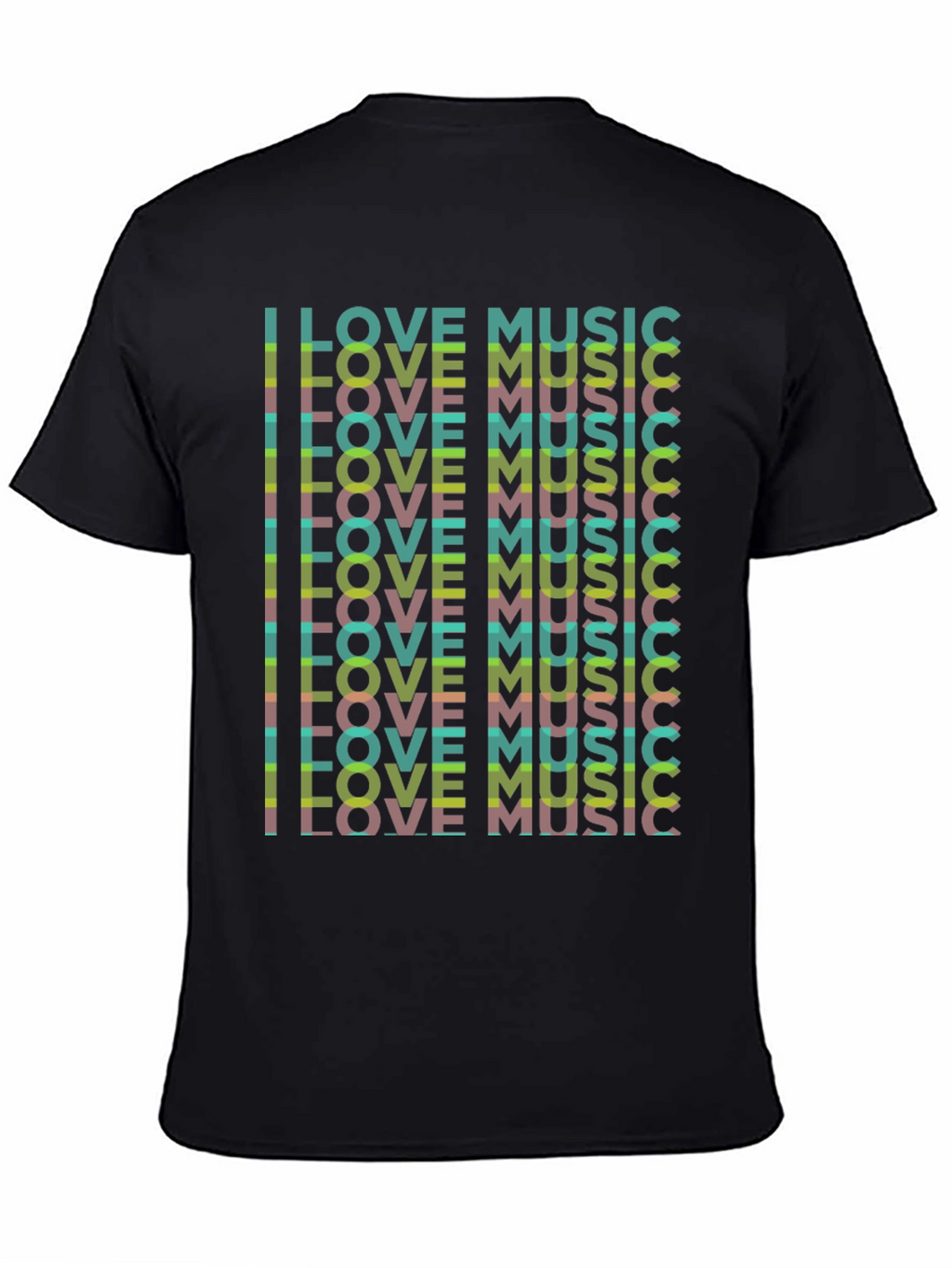 I Love Music Graphic Black T-Shirt