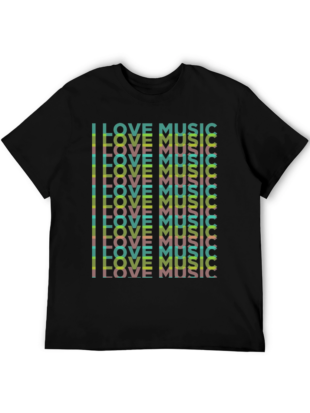 I Love Music Graphic Black T-Shirt