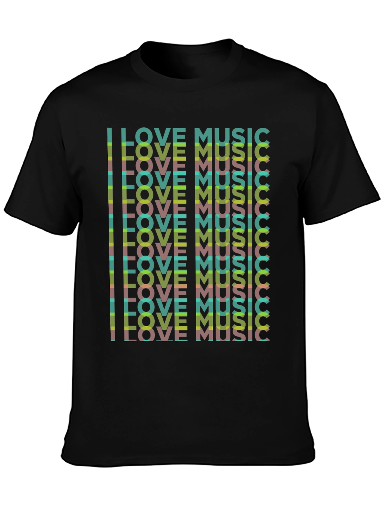 I Love Music Graphic Black T-Shirt