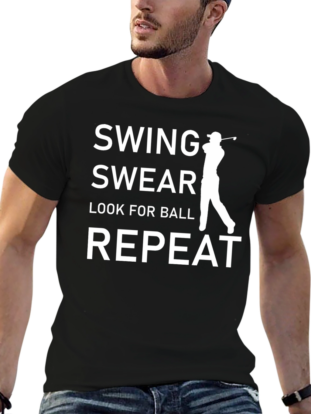 Swing Swear Repeat Golf T-Shirt - Funny Golfer Tee