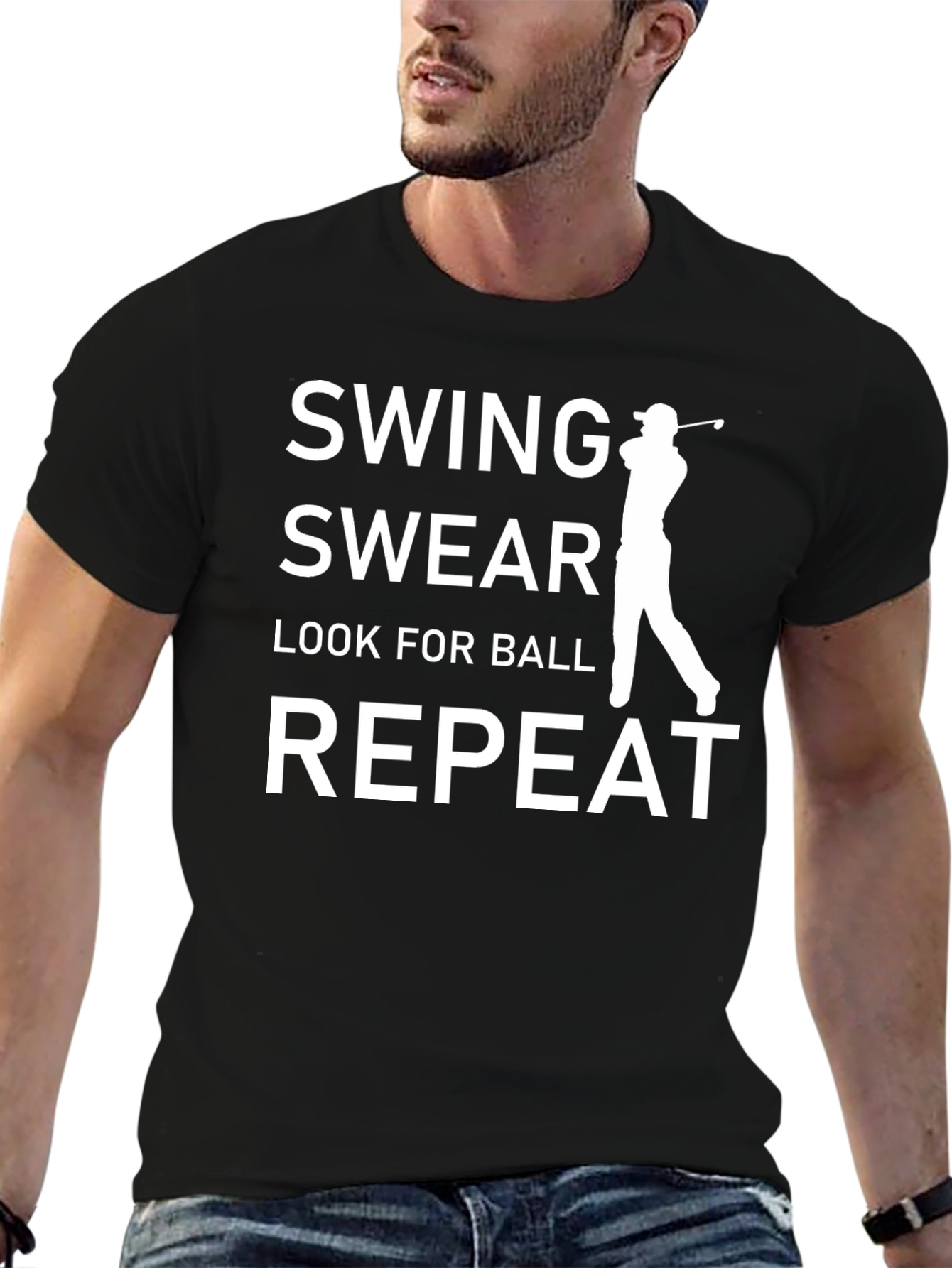 Swing Swear Repeat Golf T-Shirt - Funny Golfer Tee