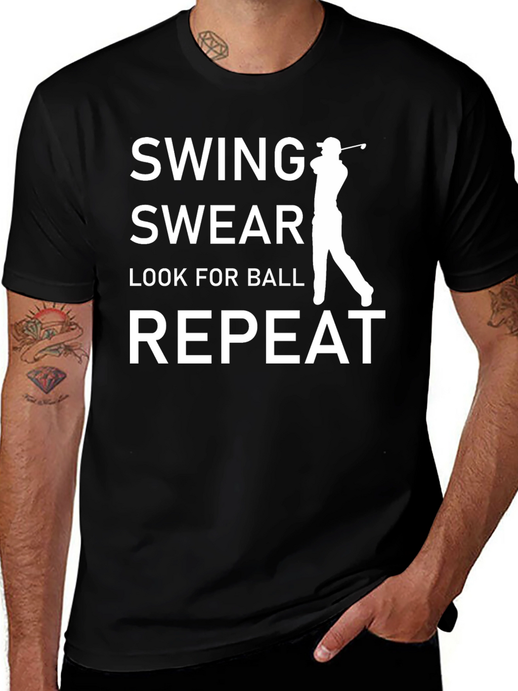 Swing Swear Repeat Golf T-Shirt - Funny Golfer Tee