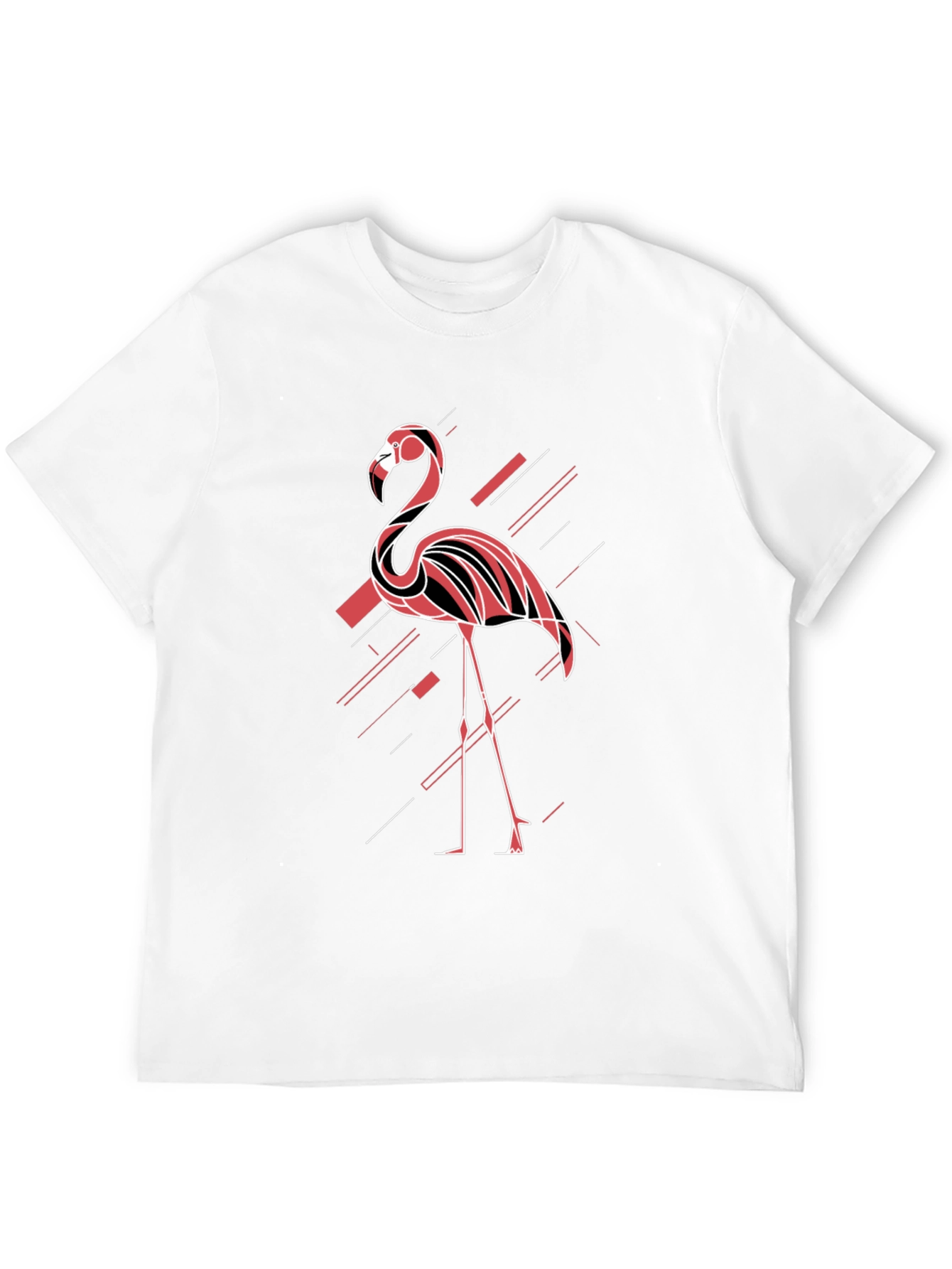 Modern Flamingo Graphic Tee - Black Cotton T-Shirt