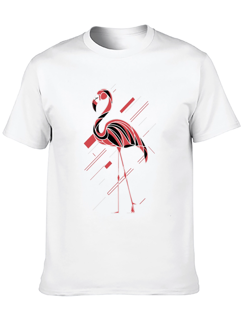 Modern Flamingo Graphic Tee - Black Cotton T-Shirt