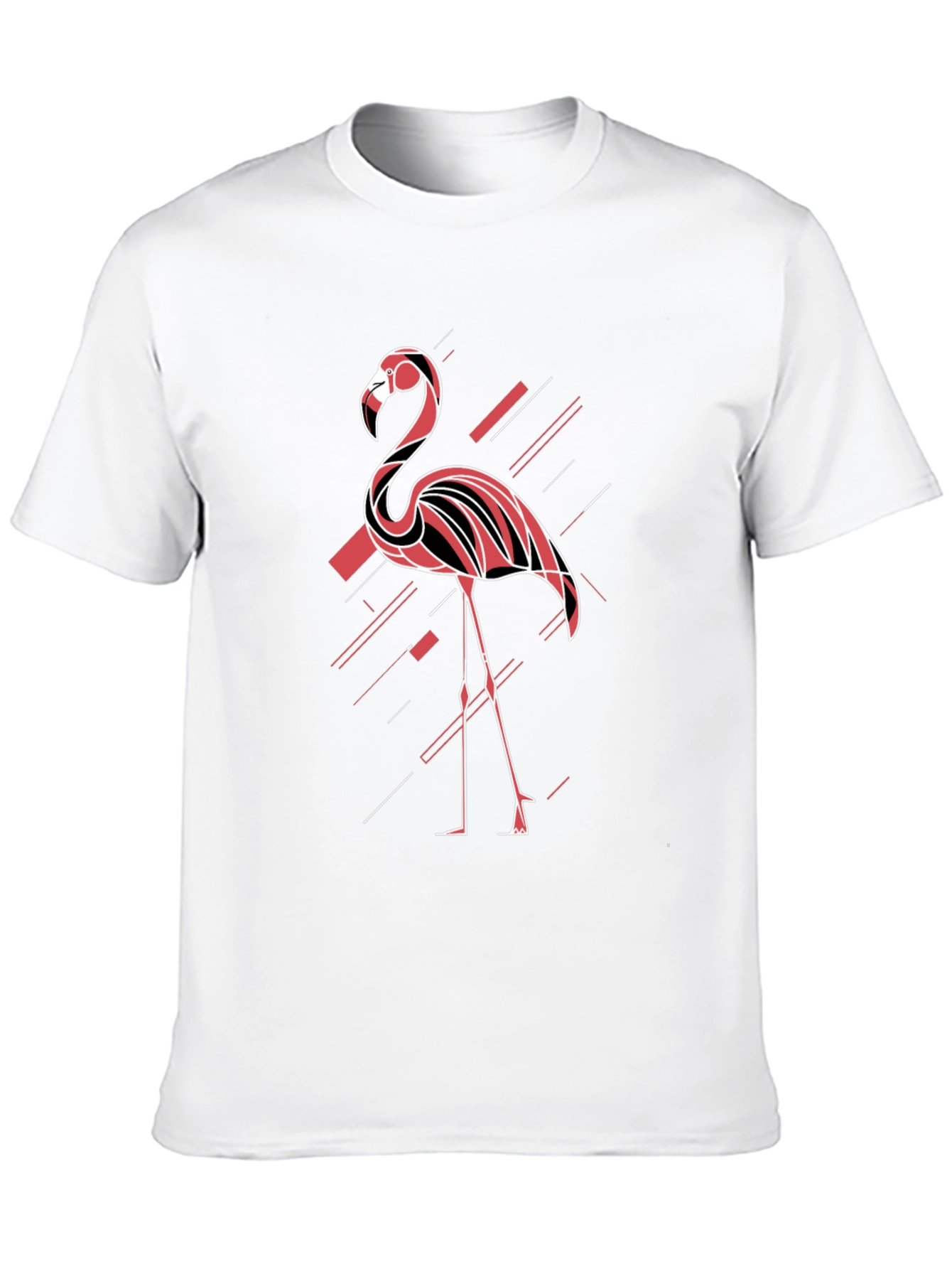 Modern Flamingo Graphic Tee - Black Cotton T-Shirt