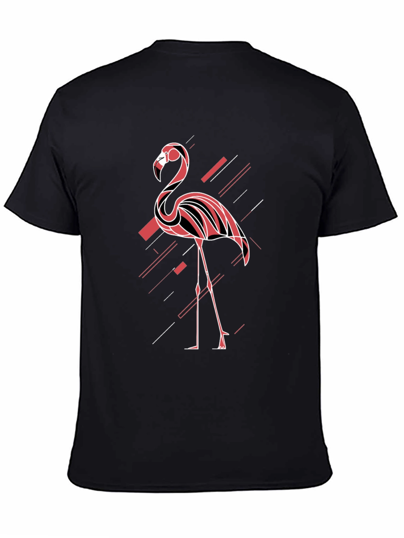 Modern Flamingo Graphic Tee - Black Cotton T-Shirt