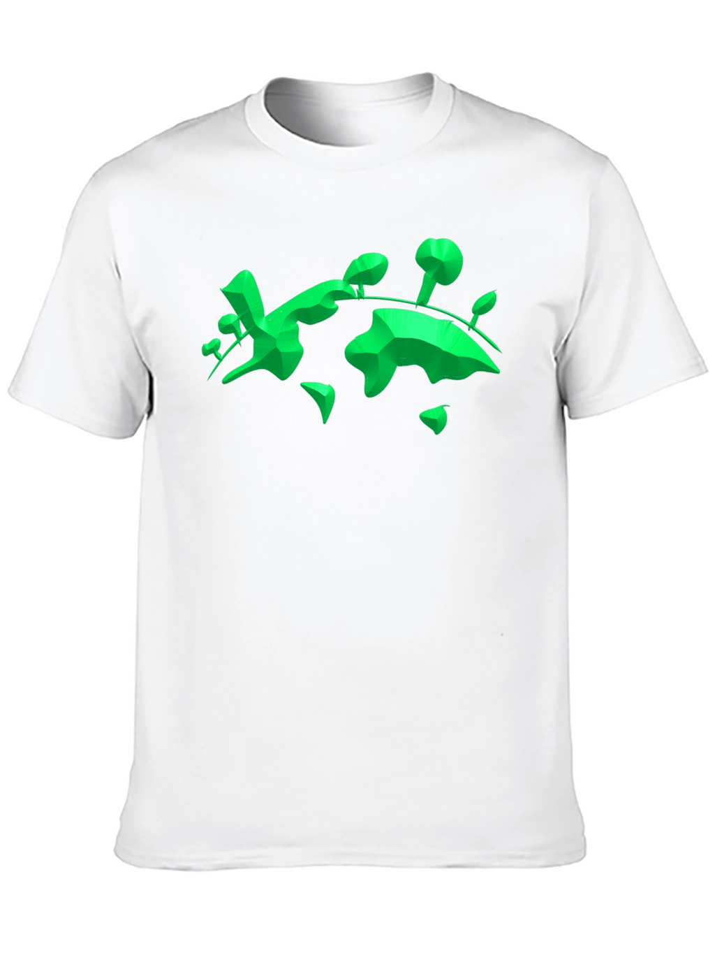 Geometric Green Landmass Graphic Tee - Black
