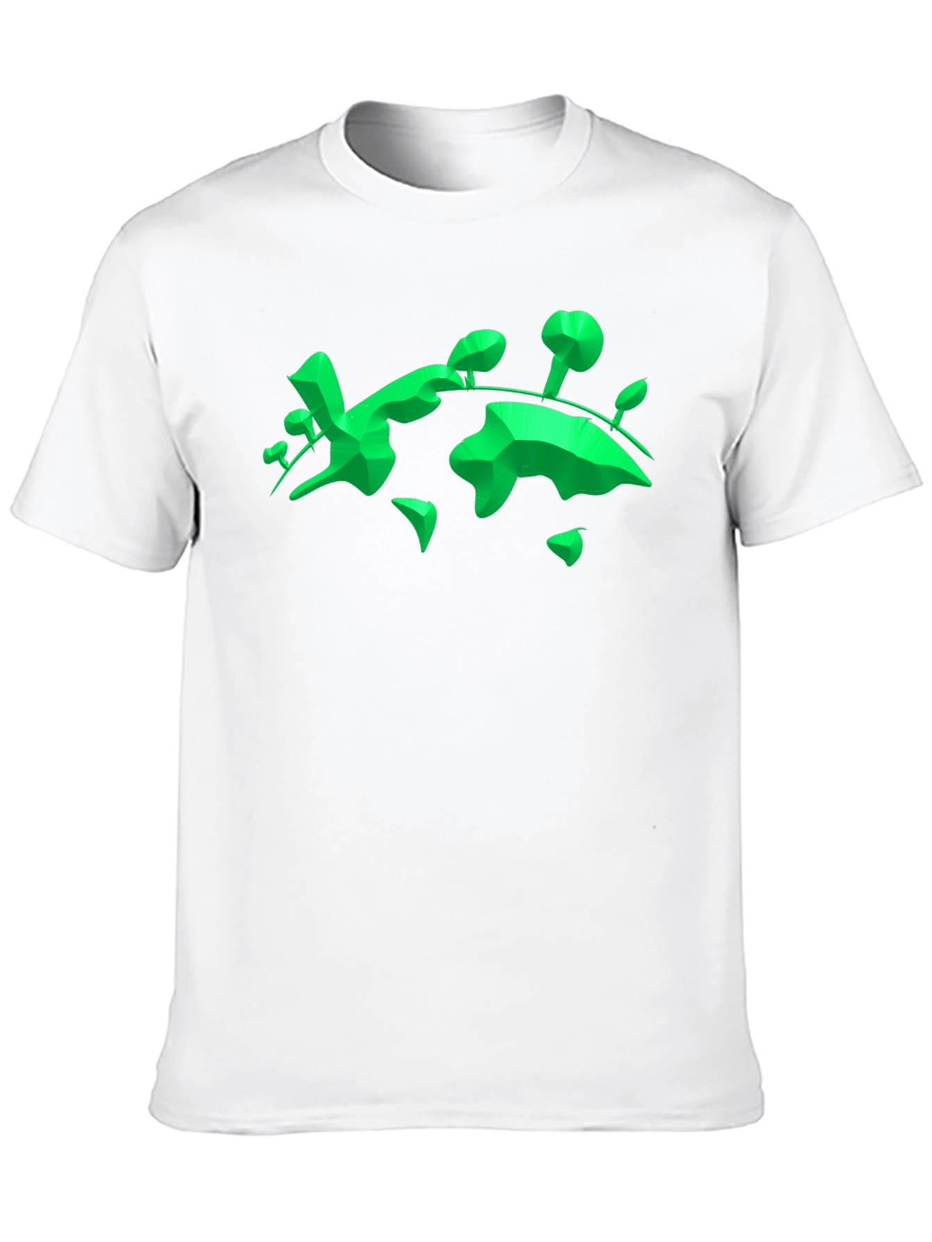 Geometric Green Landmass Graphic Tee - Black