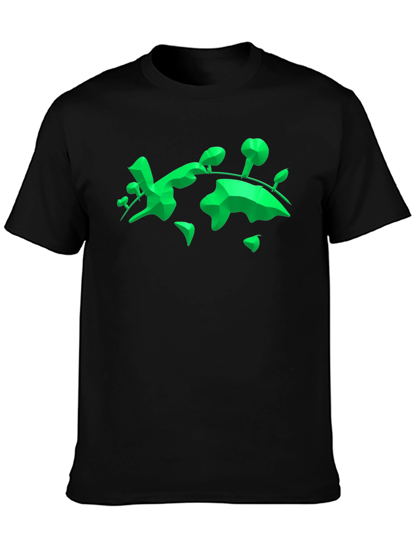 Geometric Green Landmass Graphic Tee - Black