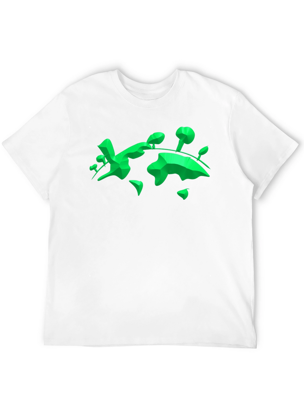 Geometric Green Landmass Graphic Tee - Black