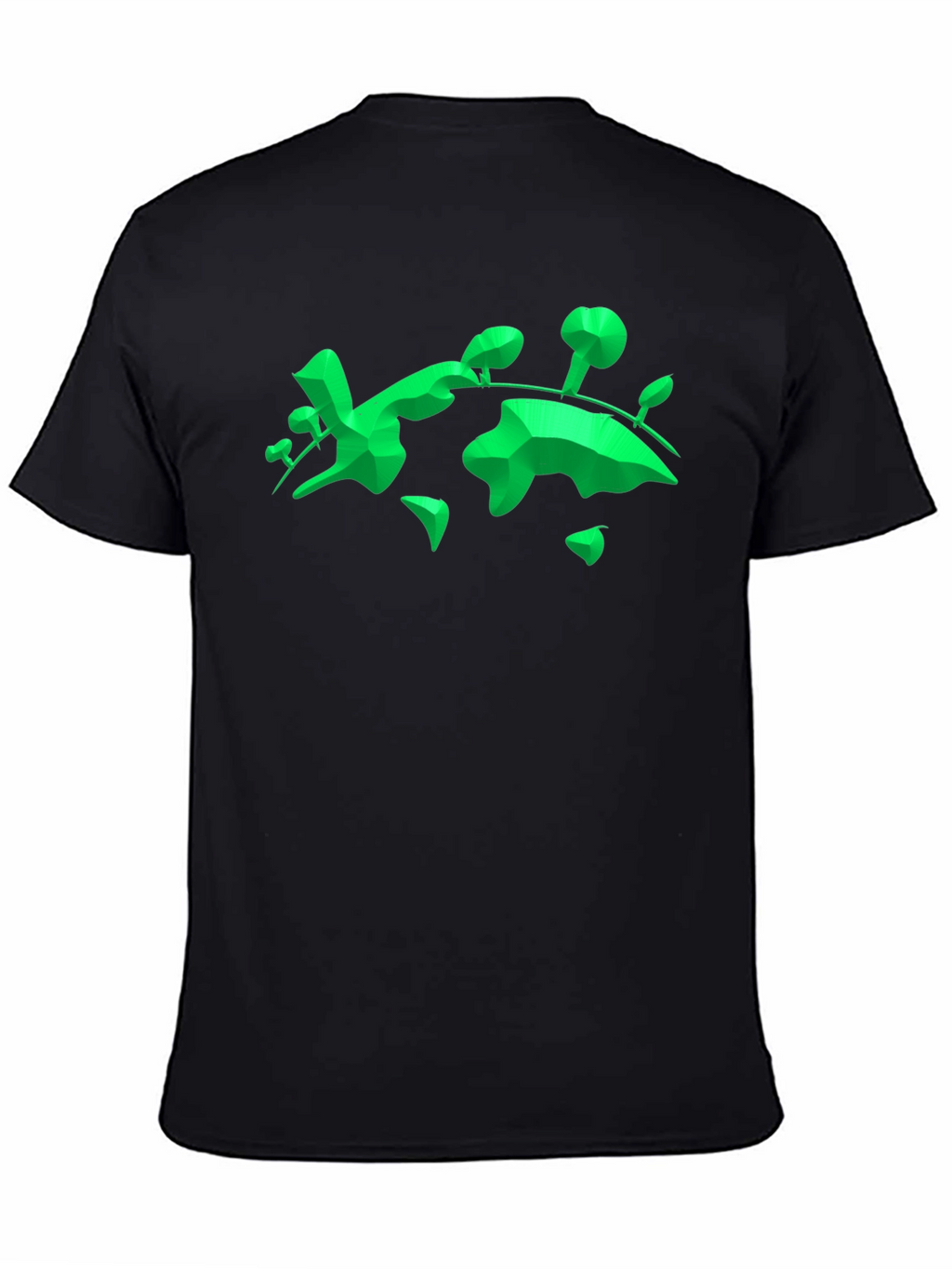 Geometric Green Landmass Graphic Tee - Black