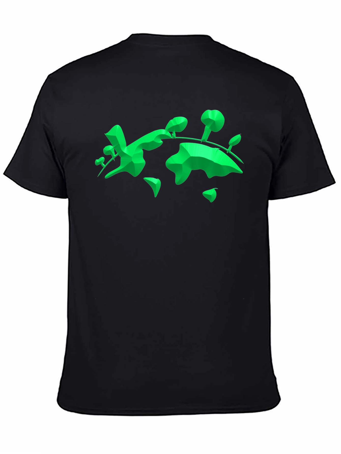 Geometric Green Landmass Graphic Tee - Black