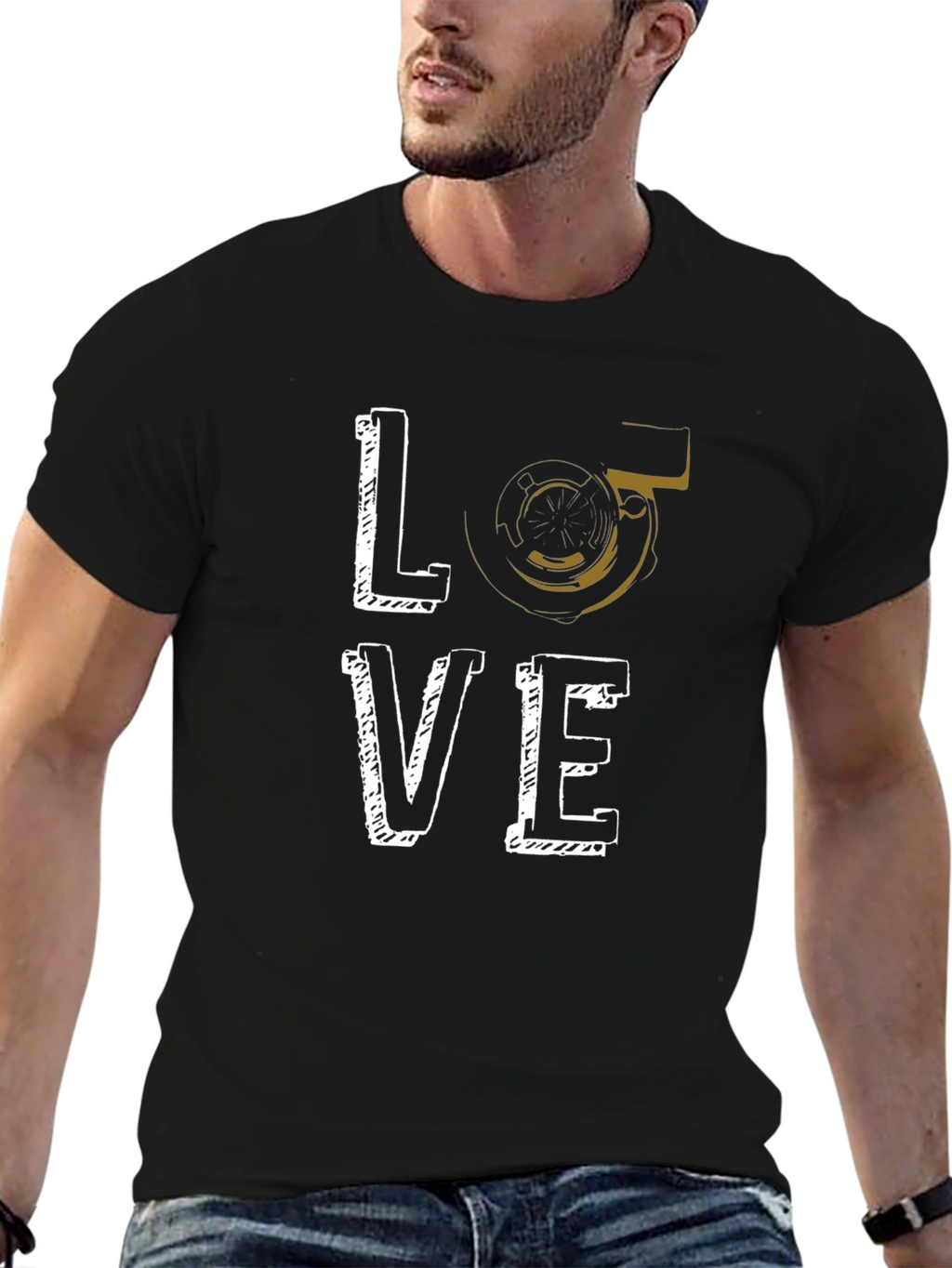 Love Turbo Black T-Shirt Automotive Enthusiast