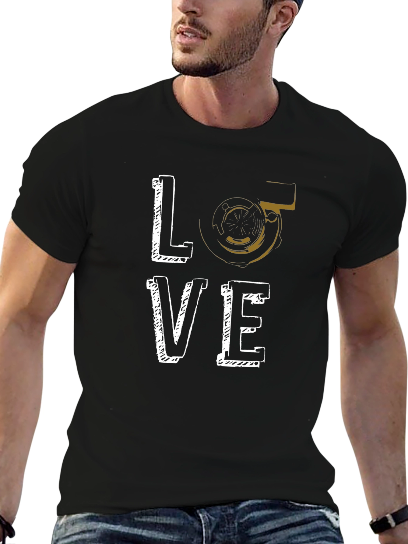 Love Turbo Black T-Shirt Automotive Enthusiast