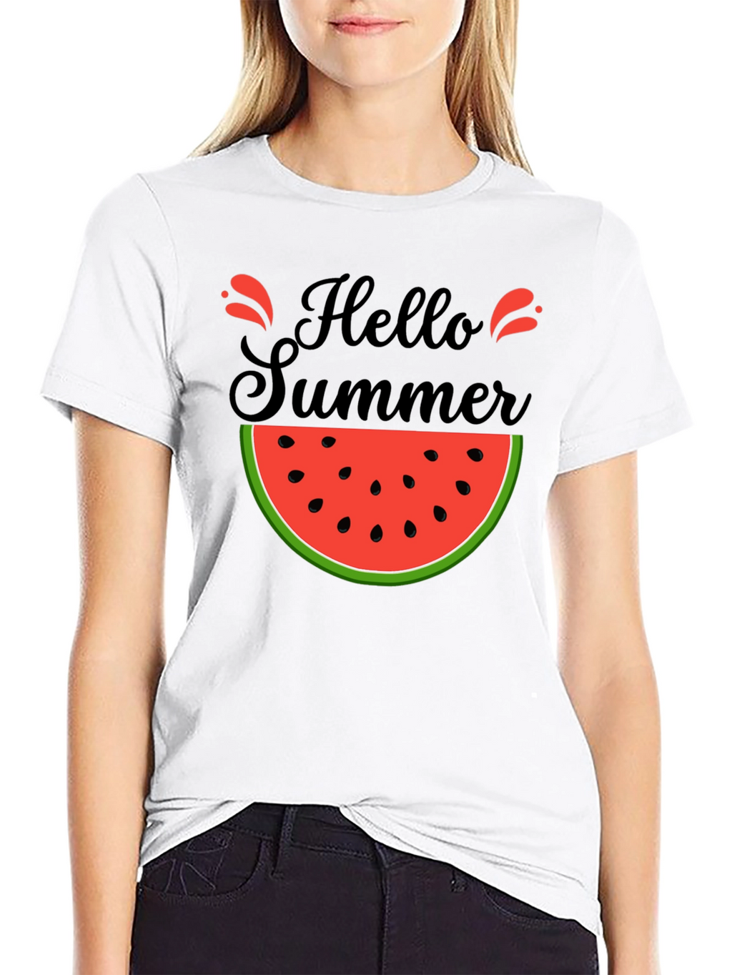 Hello Summer Watermelon Graphic T-Shirt