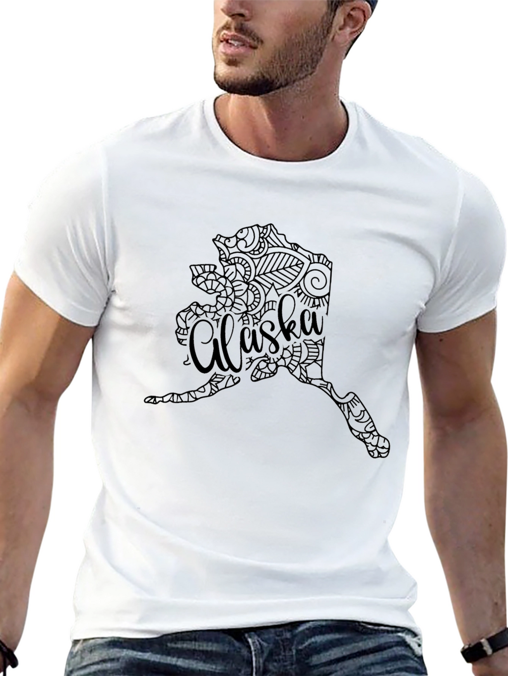 Alaska State Art Black T-Shirt