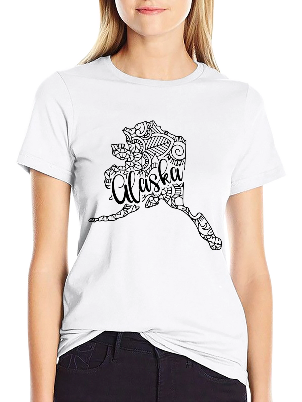 Alaska State Art Black T-Shirt