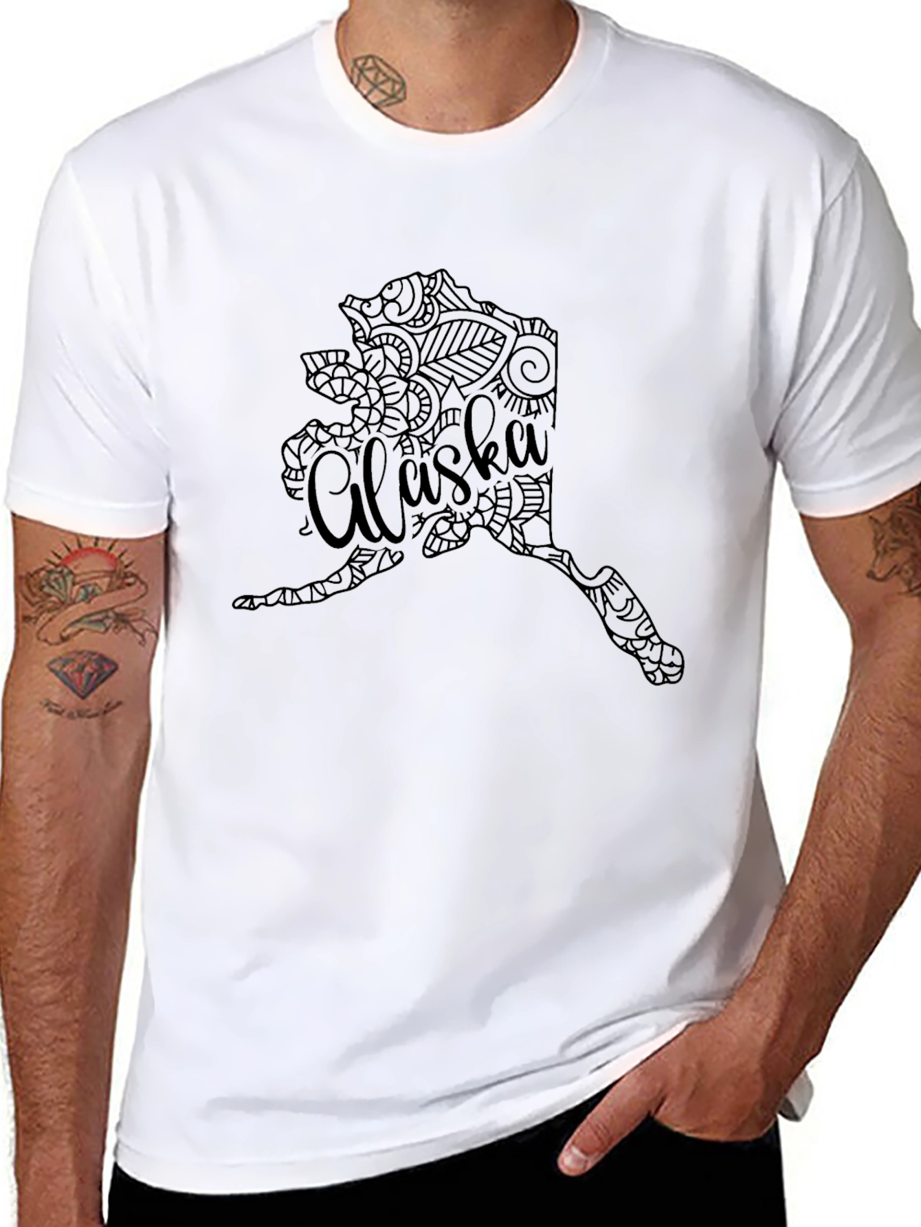 Alaska State Art Black T-Shirt
