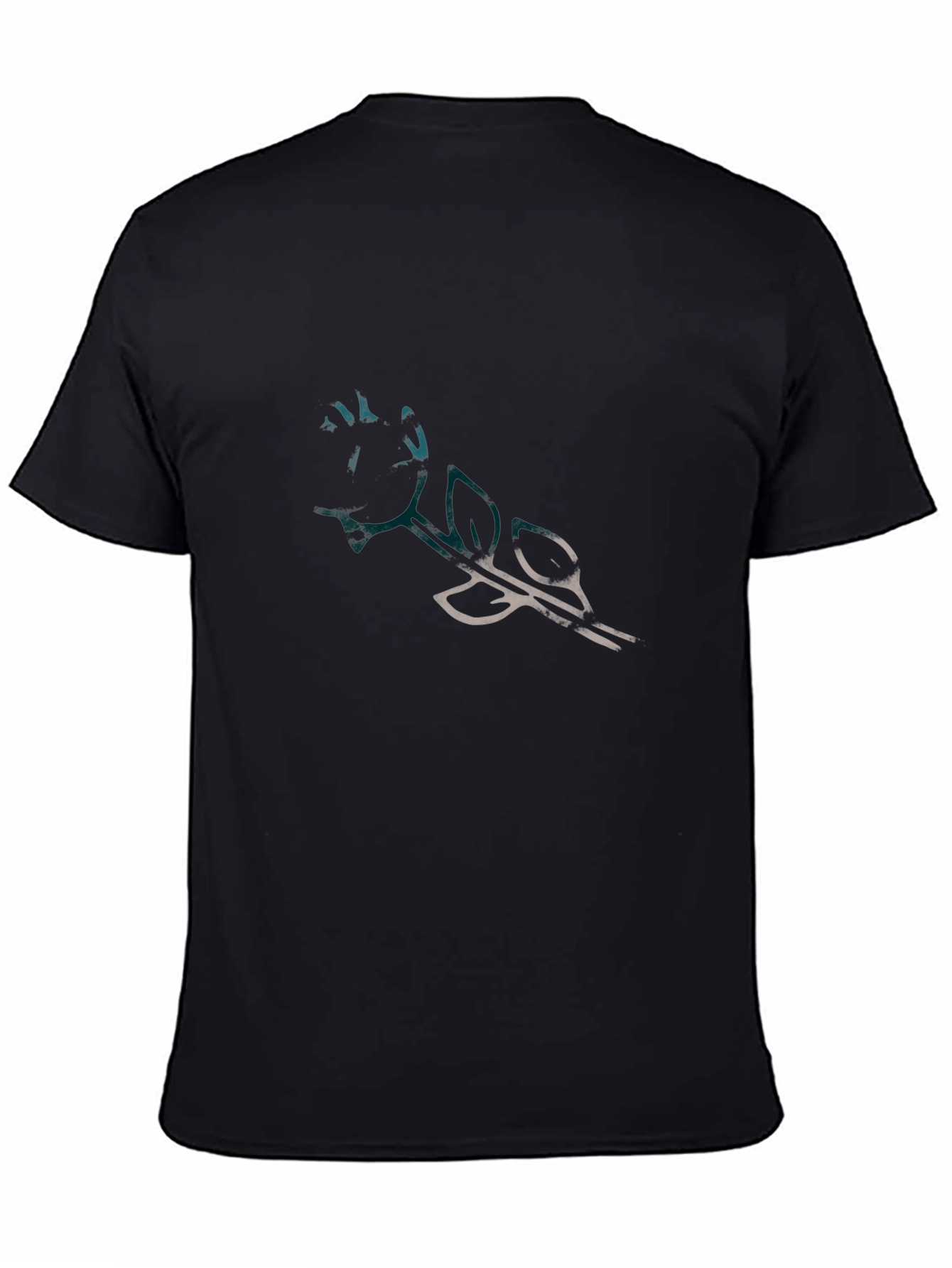 Modern Rose Graphic Tee - Black Cotton Casual Wear
