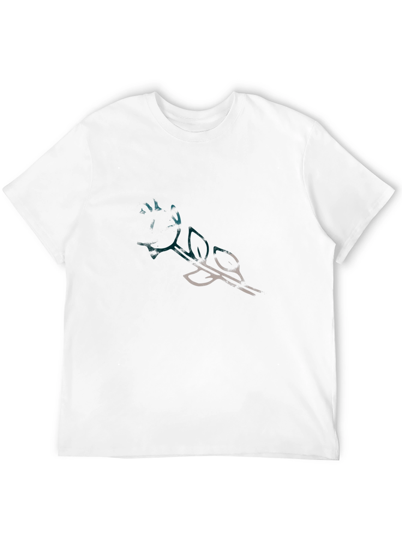 Modern Rose Graphic Tee - Black Cotton Casual Wear