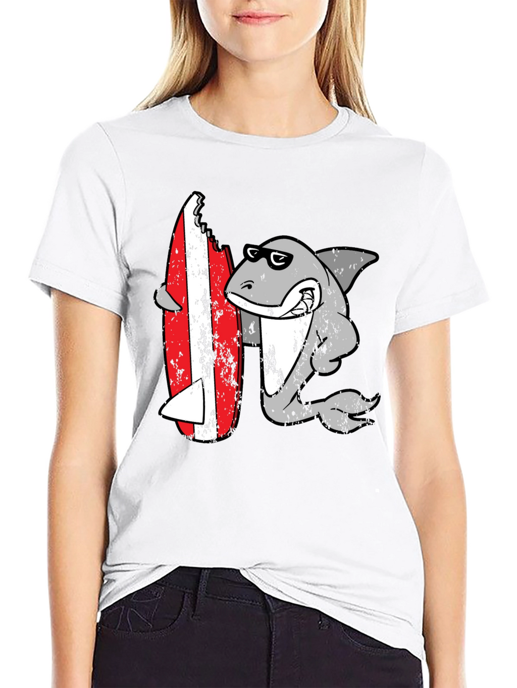Shark Surfing T-Shirt - Fun Graphic Tee