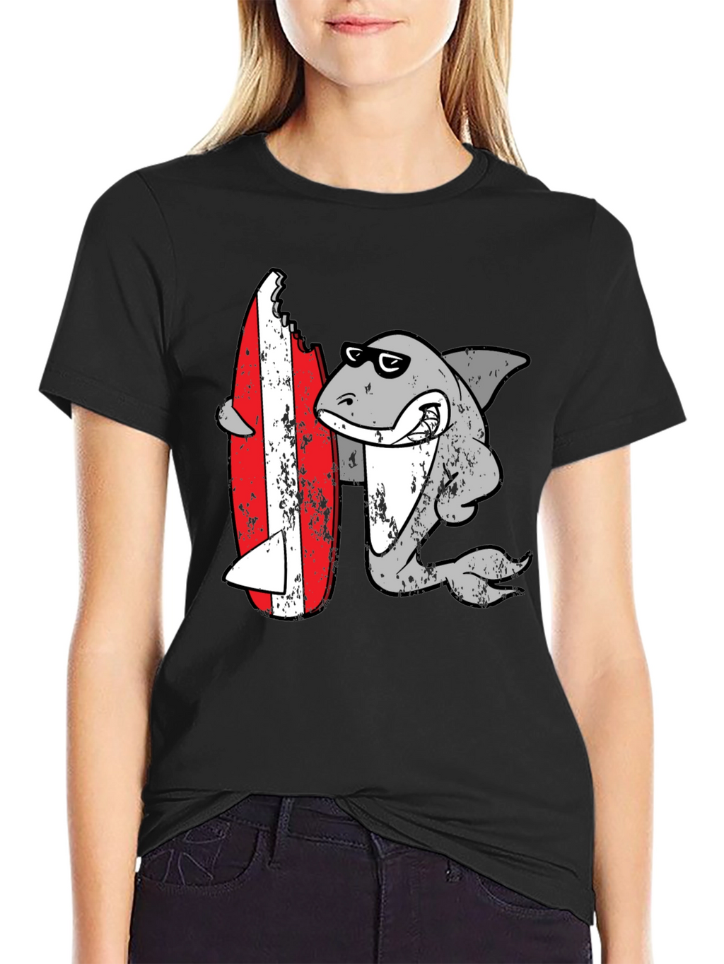Shark Surfing T-Shirt - Fun Graphic Tee