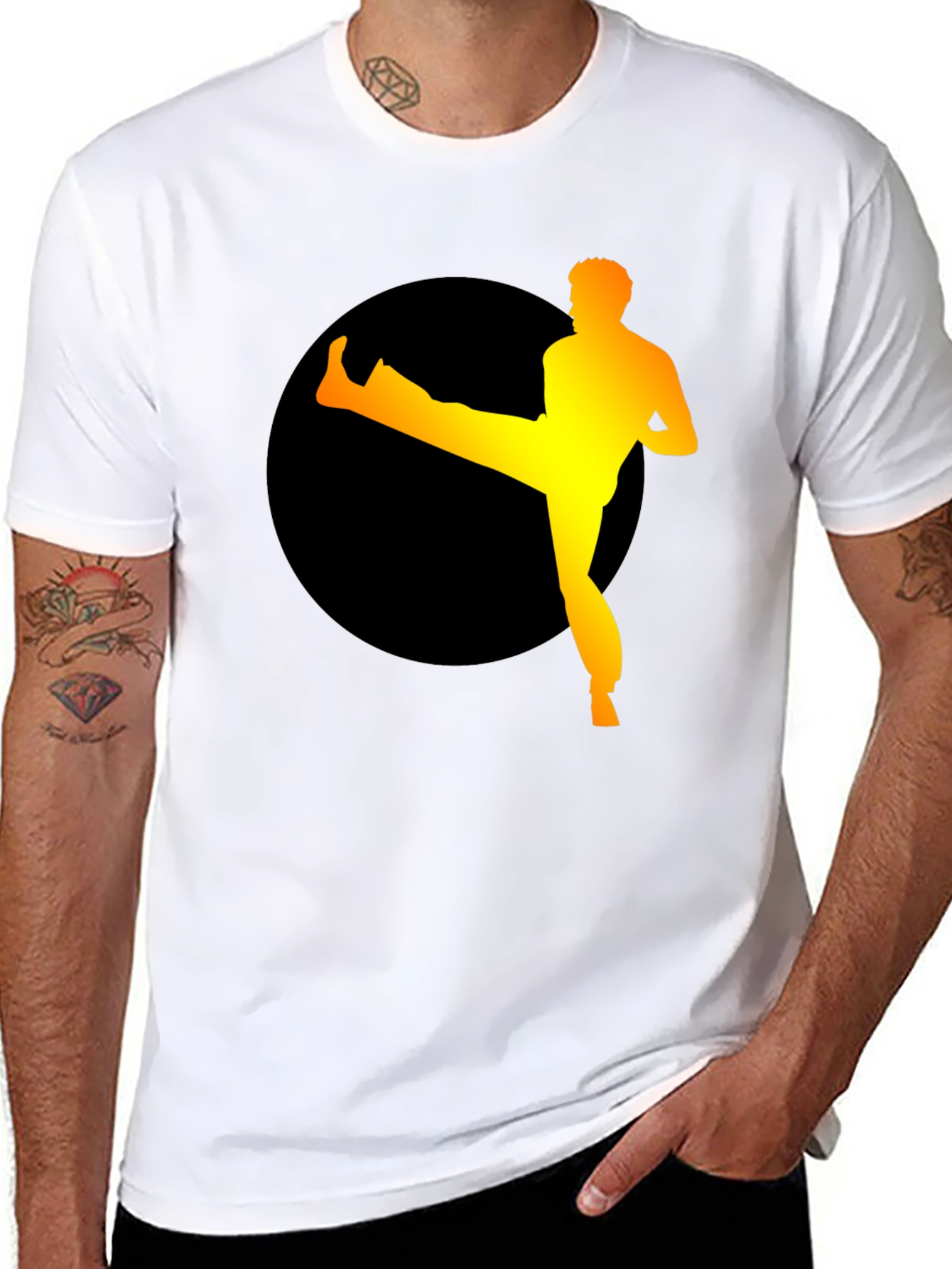 Black Karate Kick T-Shirt - Martial Arts Style