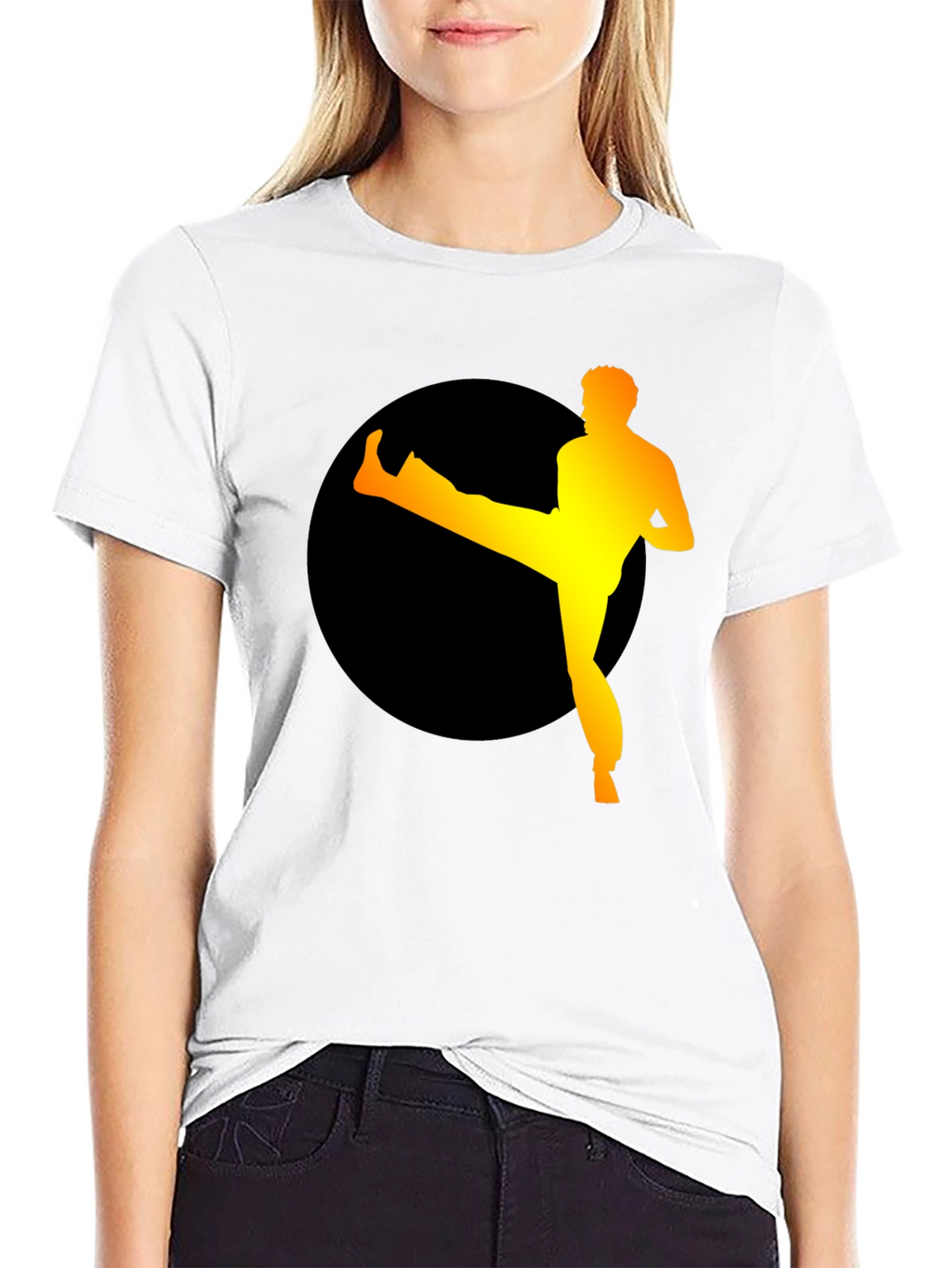Black Karate Kick T-Shirt - Martial Arts Style