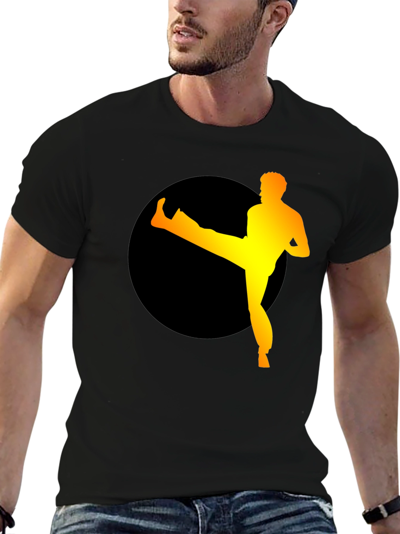 Black Karate Kick T-Shirt - Martial Arts Style