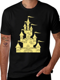 Castle Graphic Tee - Black Cotton Blend Shirt