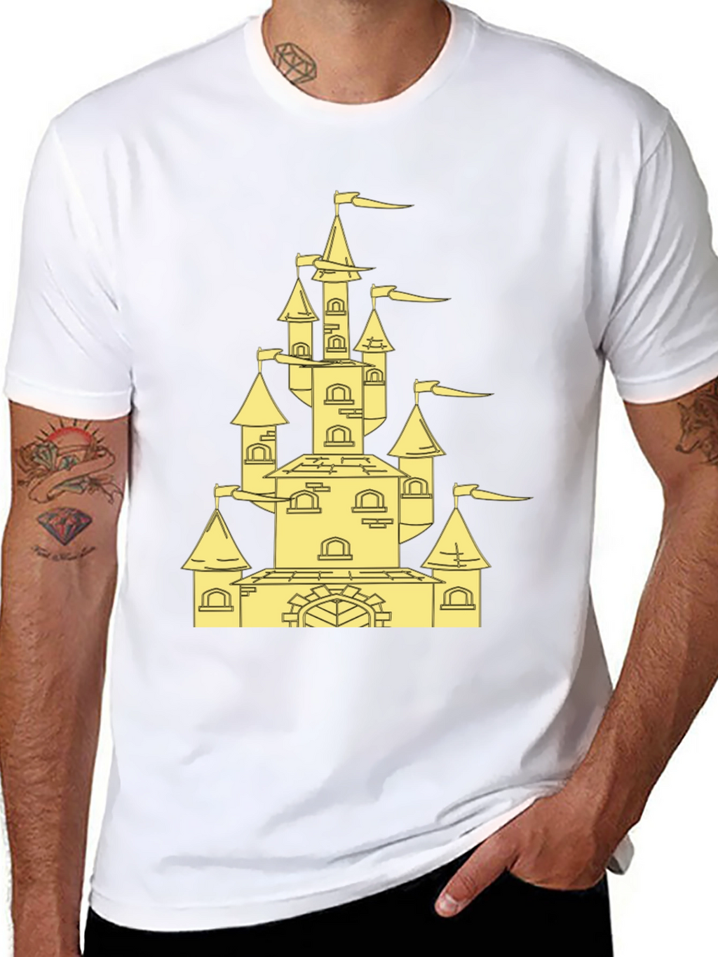 Castle Graphic Tee - Black Cotton Blend Shirt