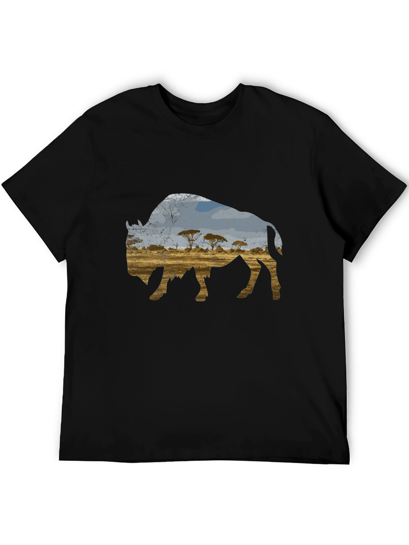 Buffalo Landscape Graphic Black T-Shirt
