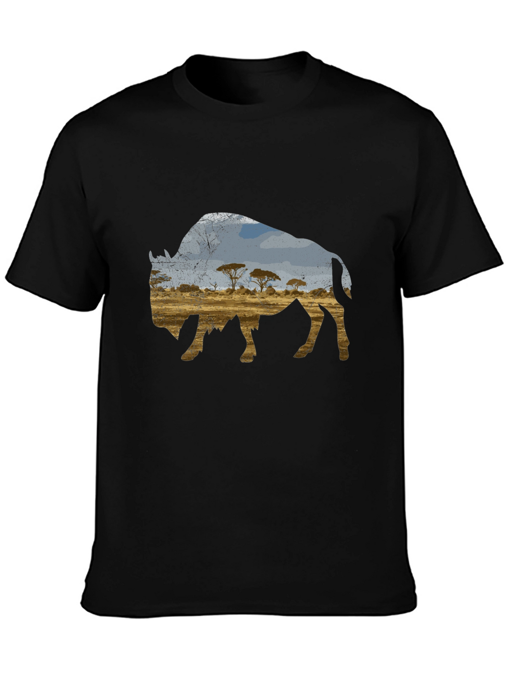 Buffalo Landscape Graphic Black T-Shirt