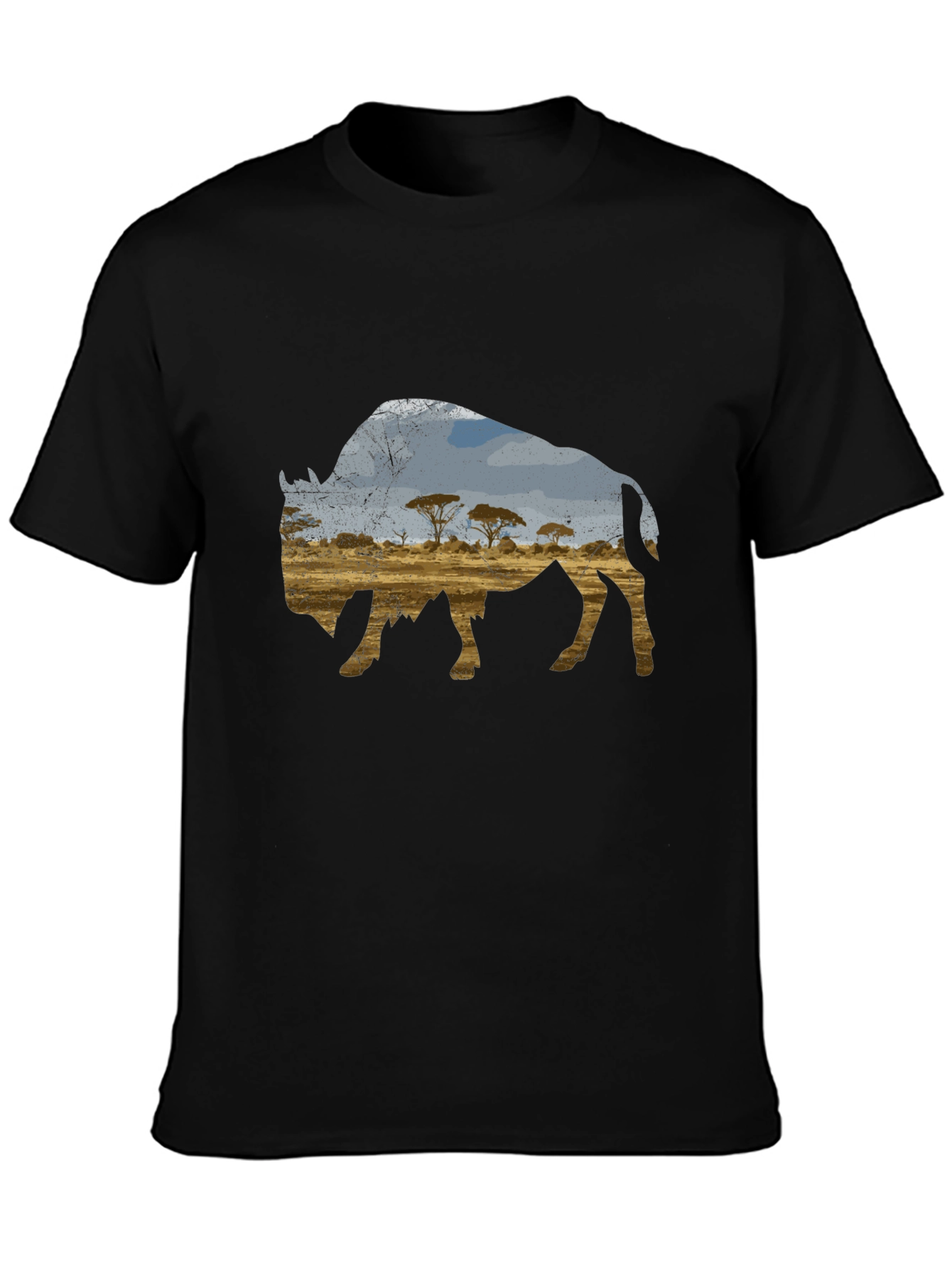 Buffalo Landscape Graphic Black T-Shirt
