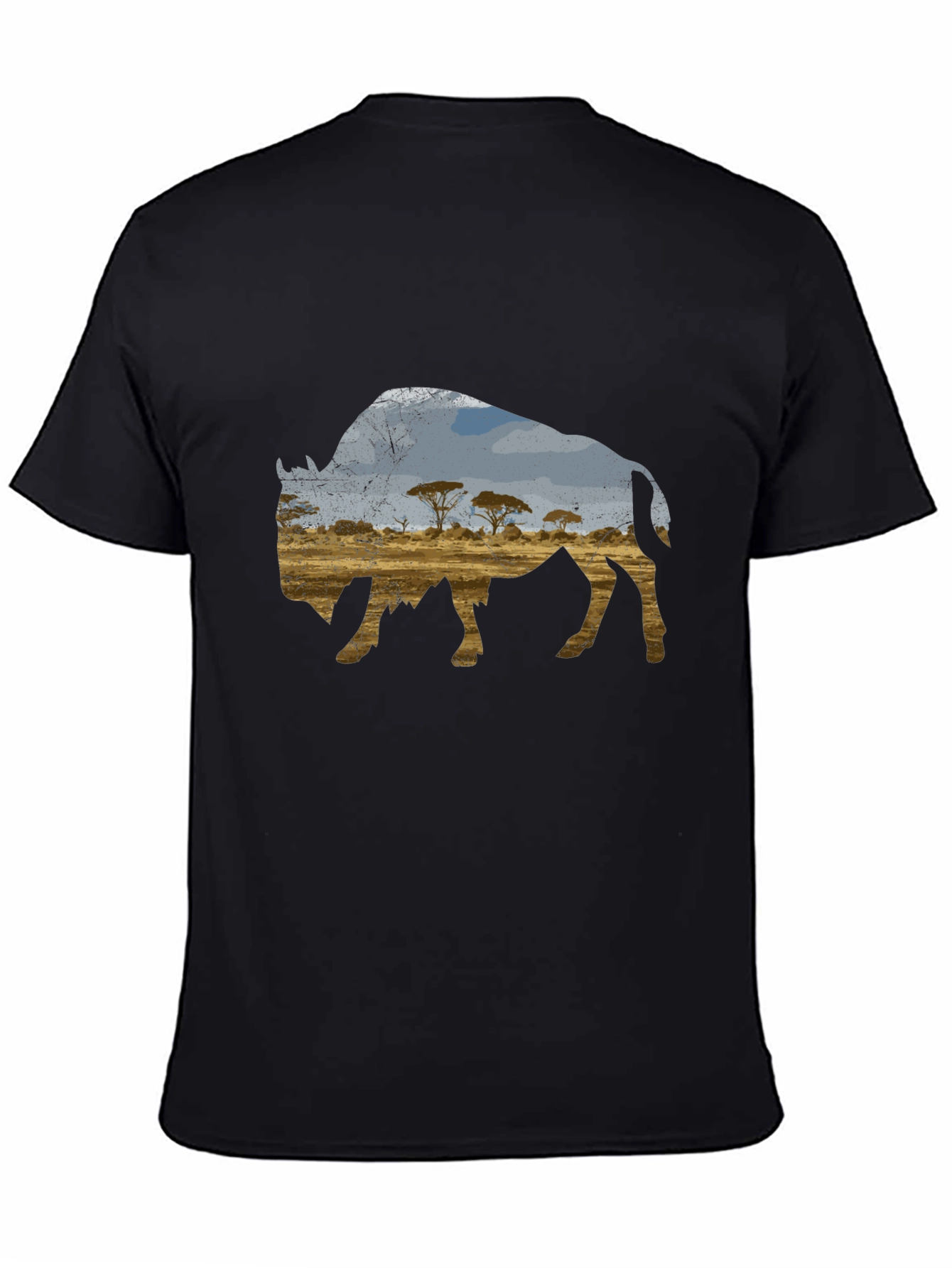 Buffalo Landscape Graphic Black T-Shirt