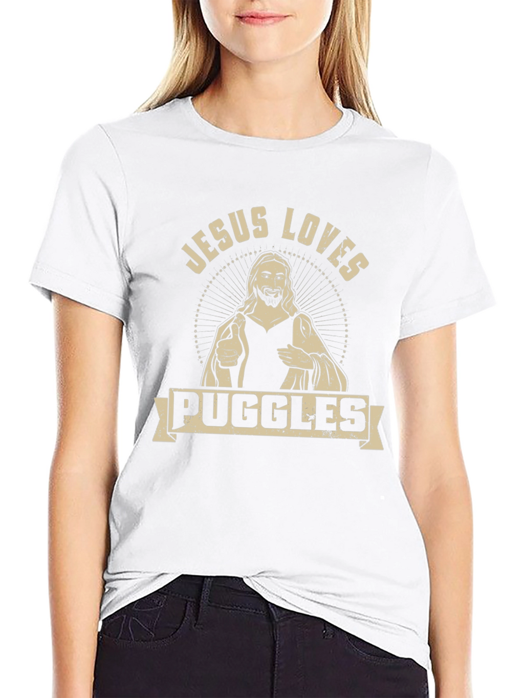 Jesus Loves Puggles Graphic T-Shirt