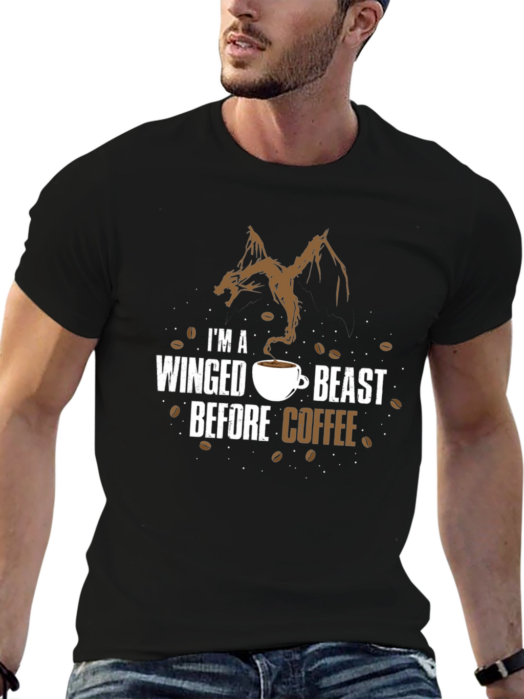 Winged Beast Coffee T-Shirt - Novelty Graphic Tee